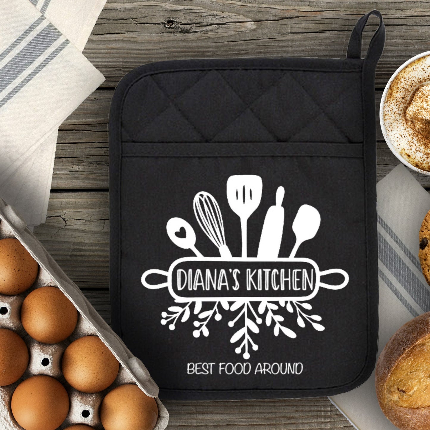 Personalized Pot Holder for Kitchen, Baking Gift Present Pocket Pot Holder