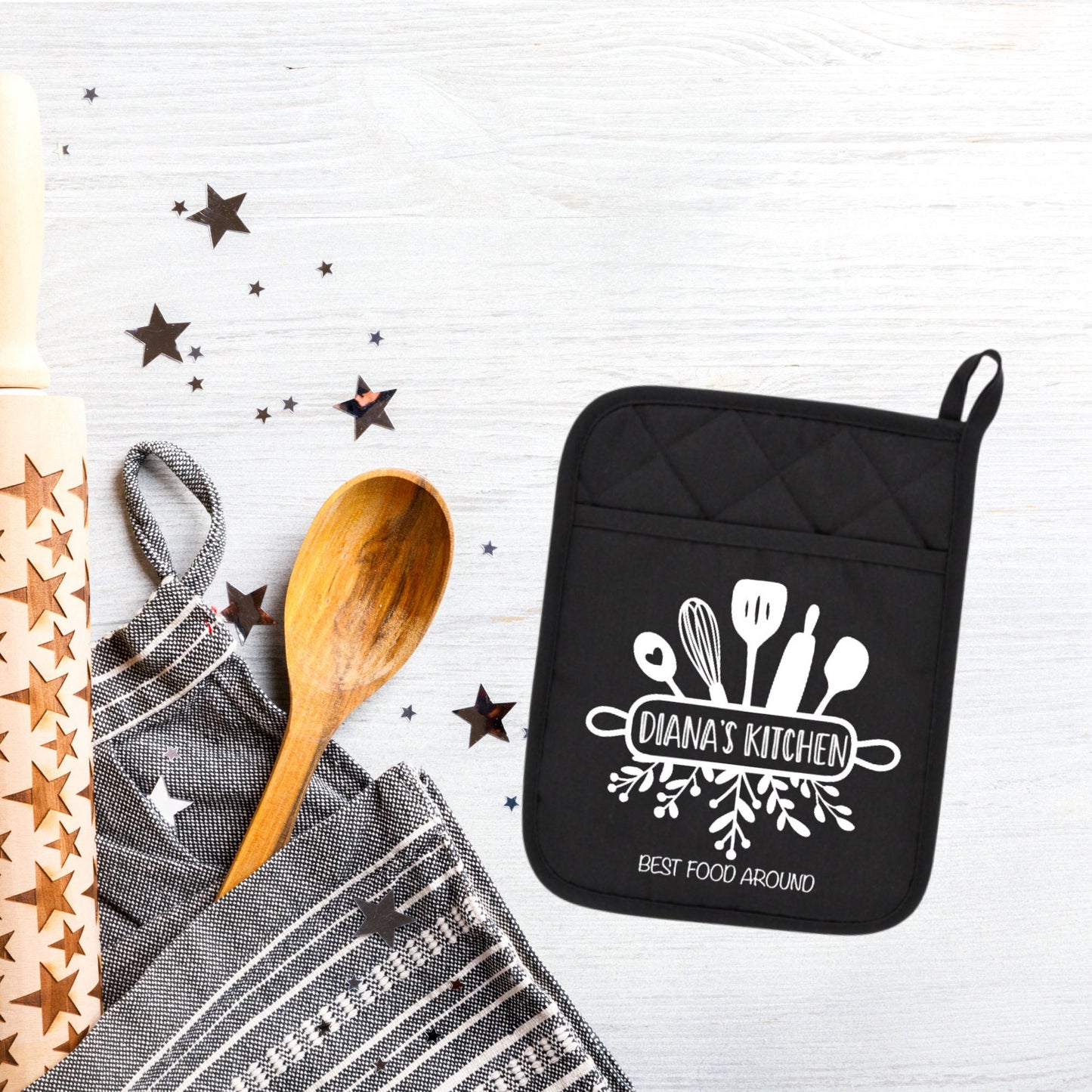Personalized Pot Holder for Kitchen, Baking Gift Present Pocket Pot Holder