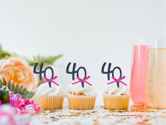 40th Birthday Cupcake Toppers, Forty Birthday Cupcake Topper, Glitter