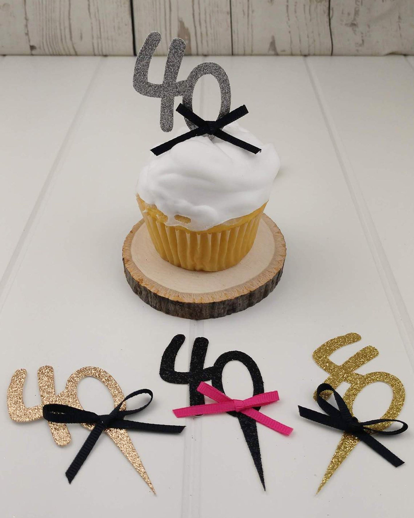 40th Birthday Cupcake Toppers, Forty Birthday Cupcake Topper, Glitter