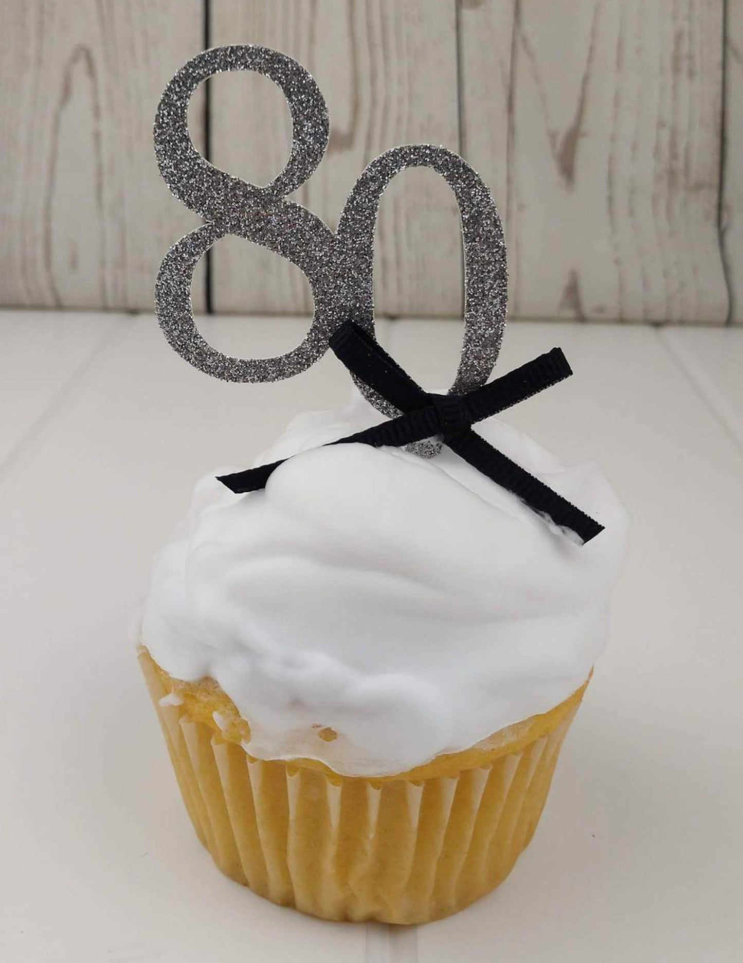 80th Birthday Cupcake Toppers, Eighty Cupcake Topper, Glitter