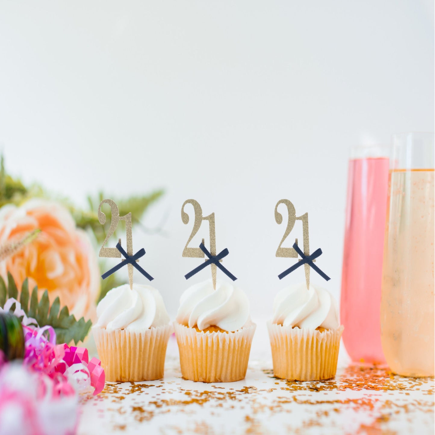 21st Birthday Cupcake Toppers, Twenty one Cupcake Topper, Glitter
