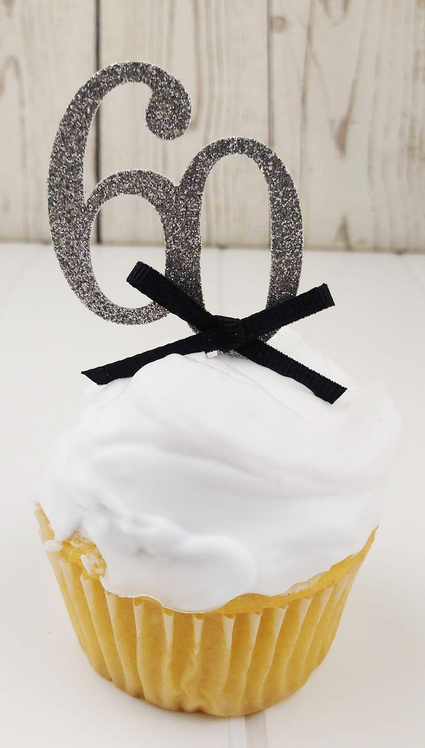 60th Birthday Cupcake Toppers, Sixty Birthday Cupcake Topper, Glitter