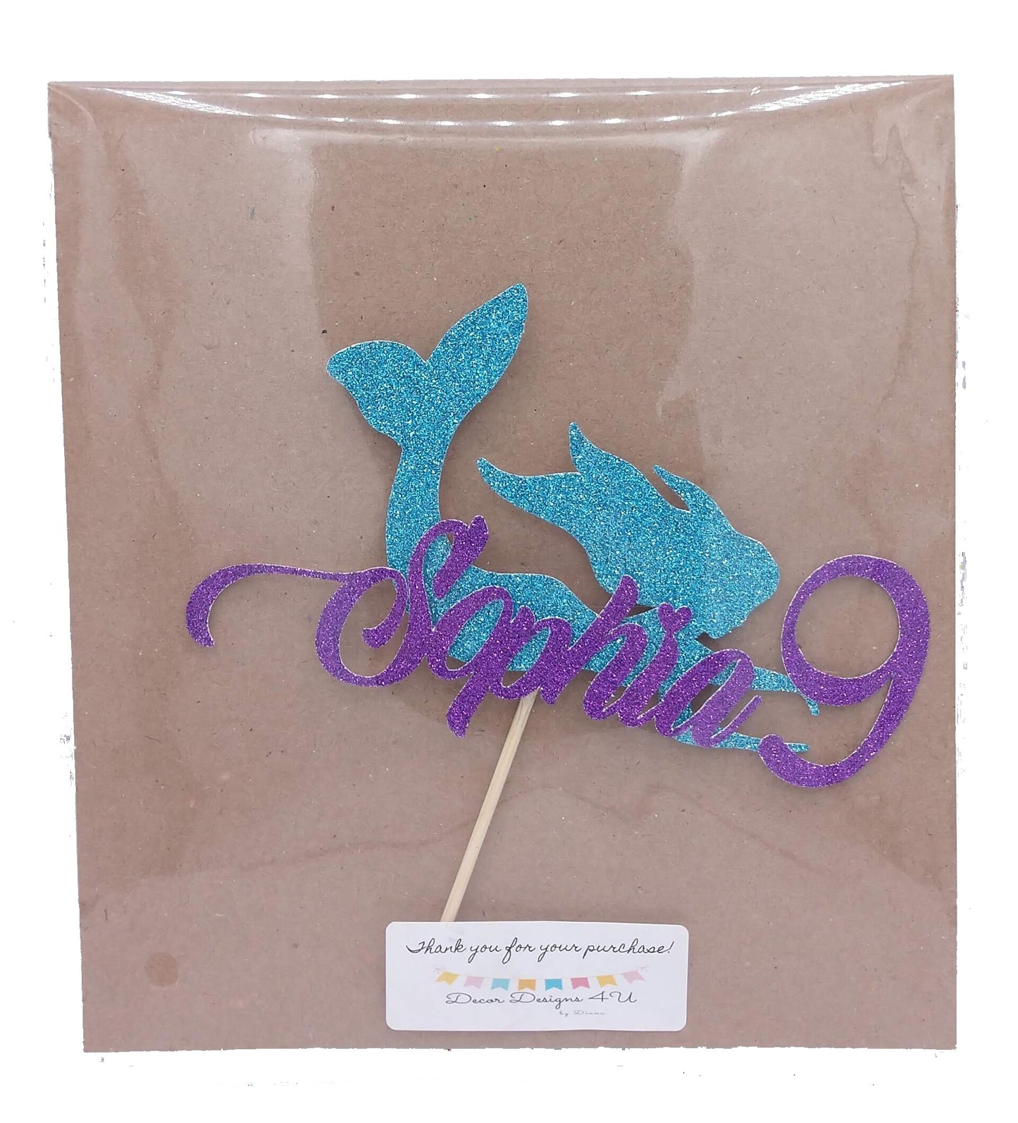 Personalized Mermaid Cake Topper, Any Name and Age, Mermaid Birthday Party Decorations