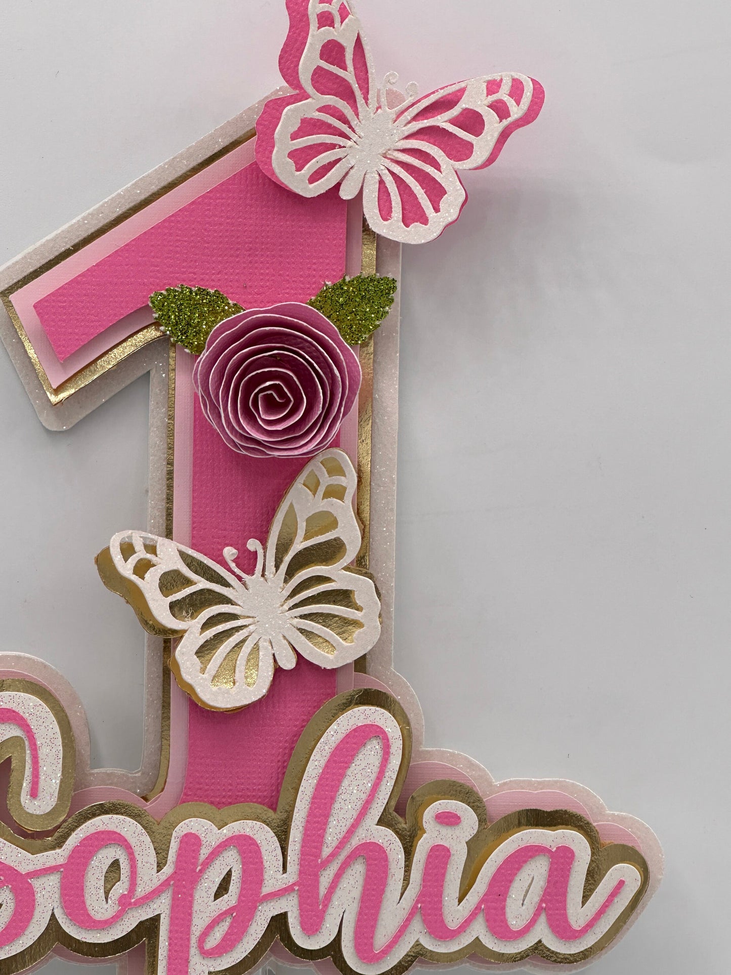3D Custom Number Birthday Cake Topper, Floral Butterfly 3D Name and Age Birthday cake, Personalized cake topper, Custom Cake Topper