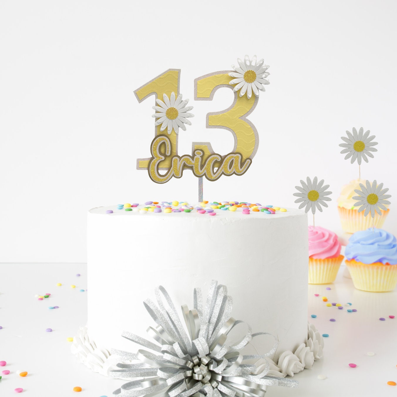 Any Name Age Custom 3D Daisy Cake Topper