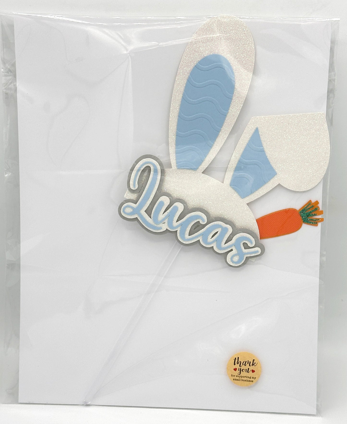 Any Name Easter Bunny Ears Custom 3D Cake Topper, Blue