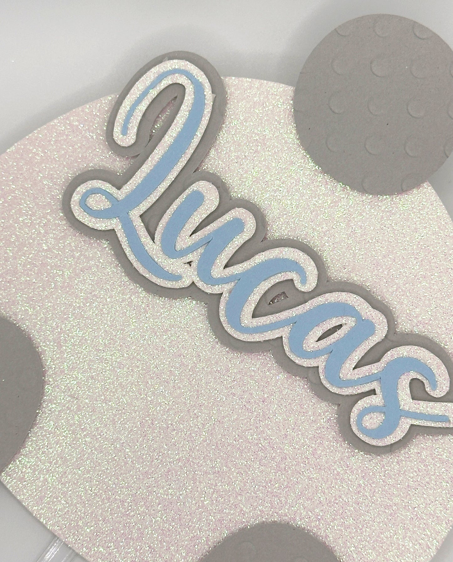 Any Name Easter Bunny Tail Custom 3D Cake Topper, Blue