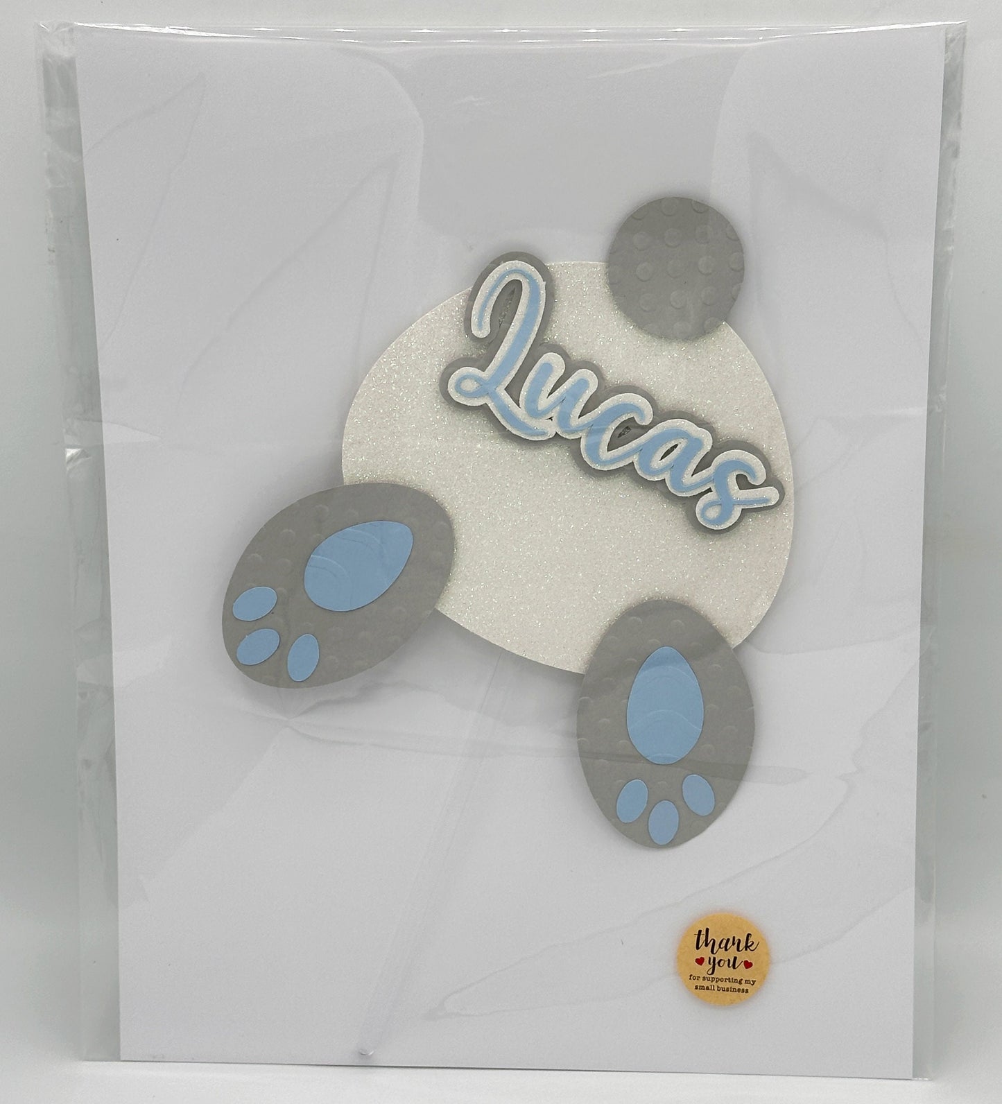 Any Name Easter Bunny Tail Custom 3D Cake Topper, Blue