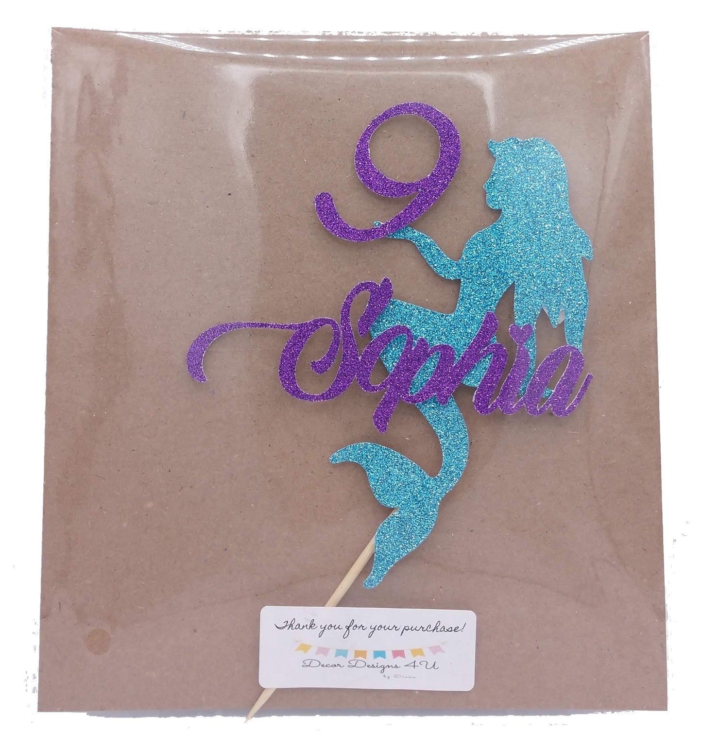 Personalized Mermaid Cake Topper, Any Name and Age, Mermaid Birthday Party Decorations