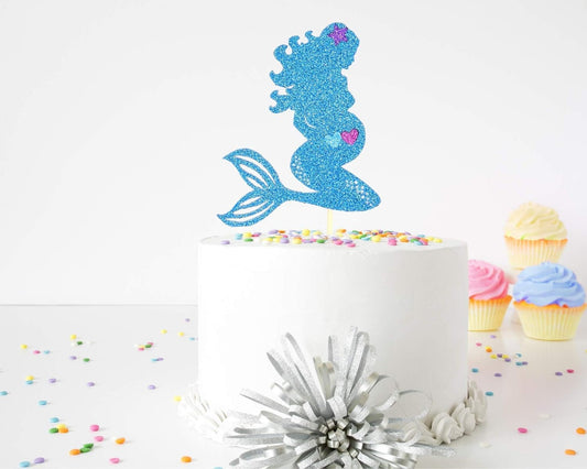 Twin Pregnant Mermaid Baby Shower Cake Topper, Under the Sea Baby Shower Theme