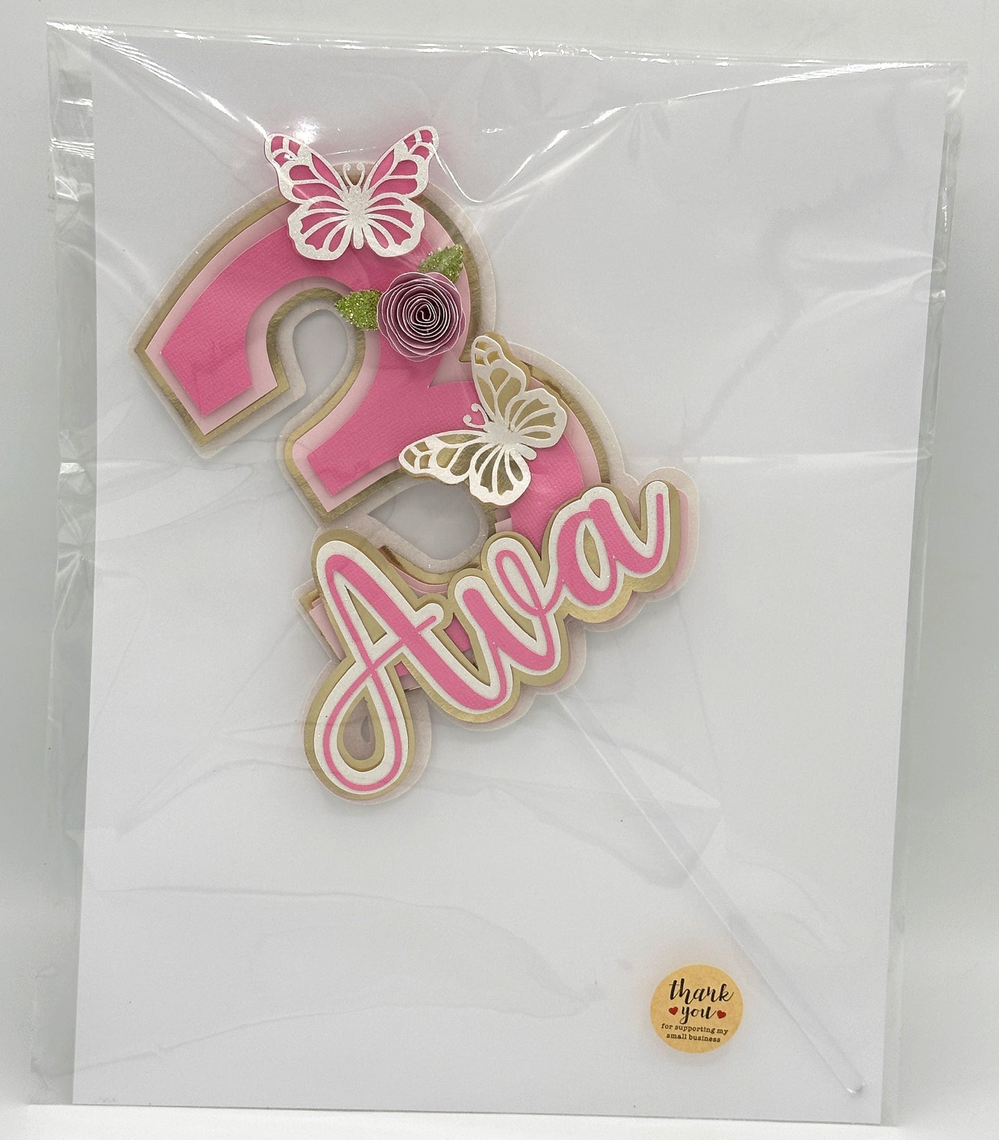 3D Custom Number Birthday Cake Topper, Floral Butterfly 3D Name and Age Birthday cake, Personalized cake topper, Custom Cake Topper
