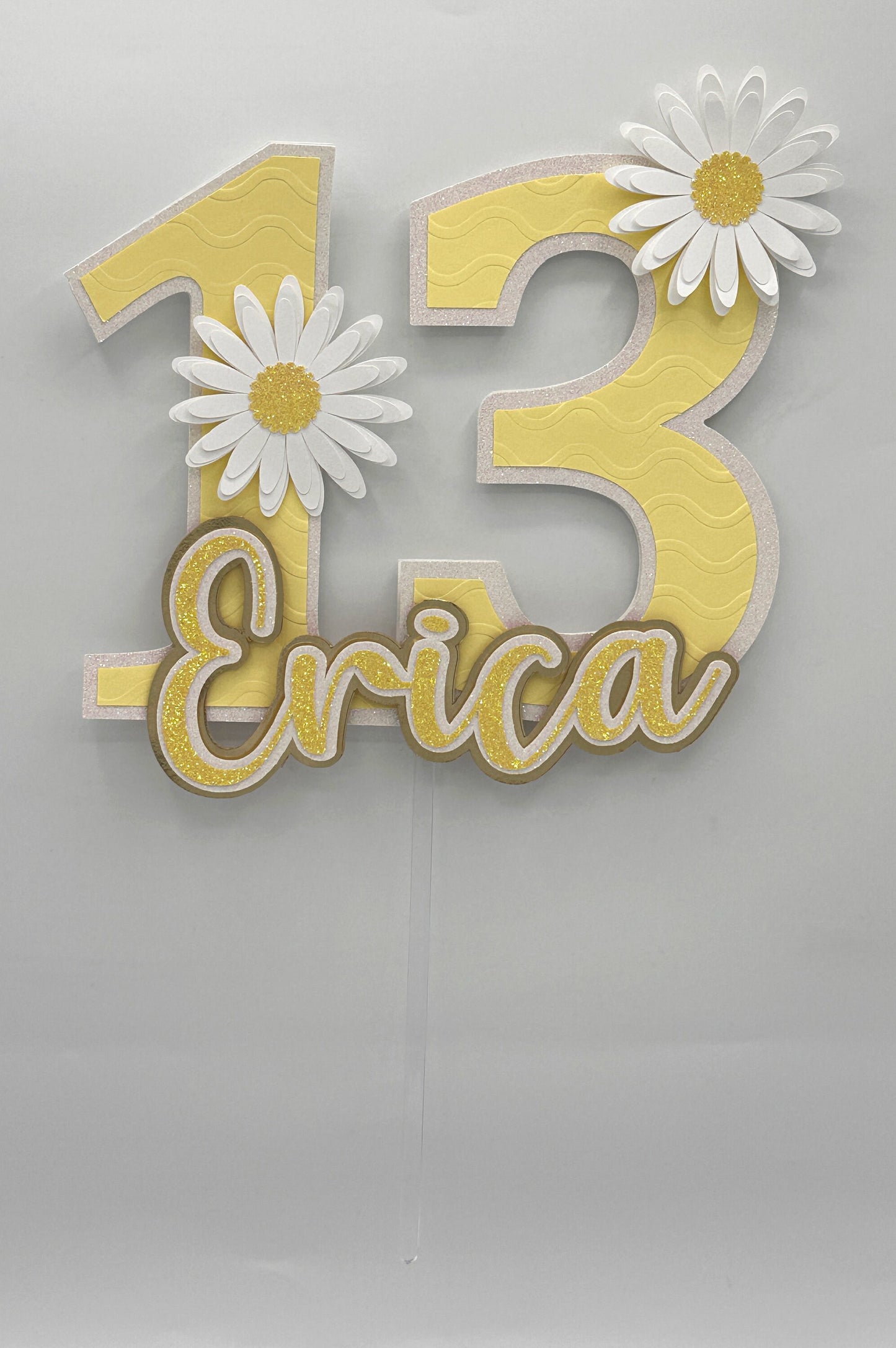 Any Name Age Custom 3D Daisy Cake Topper