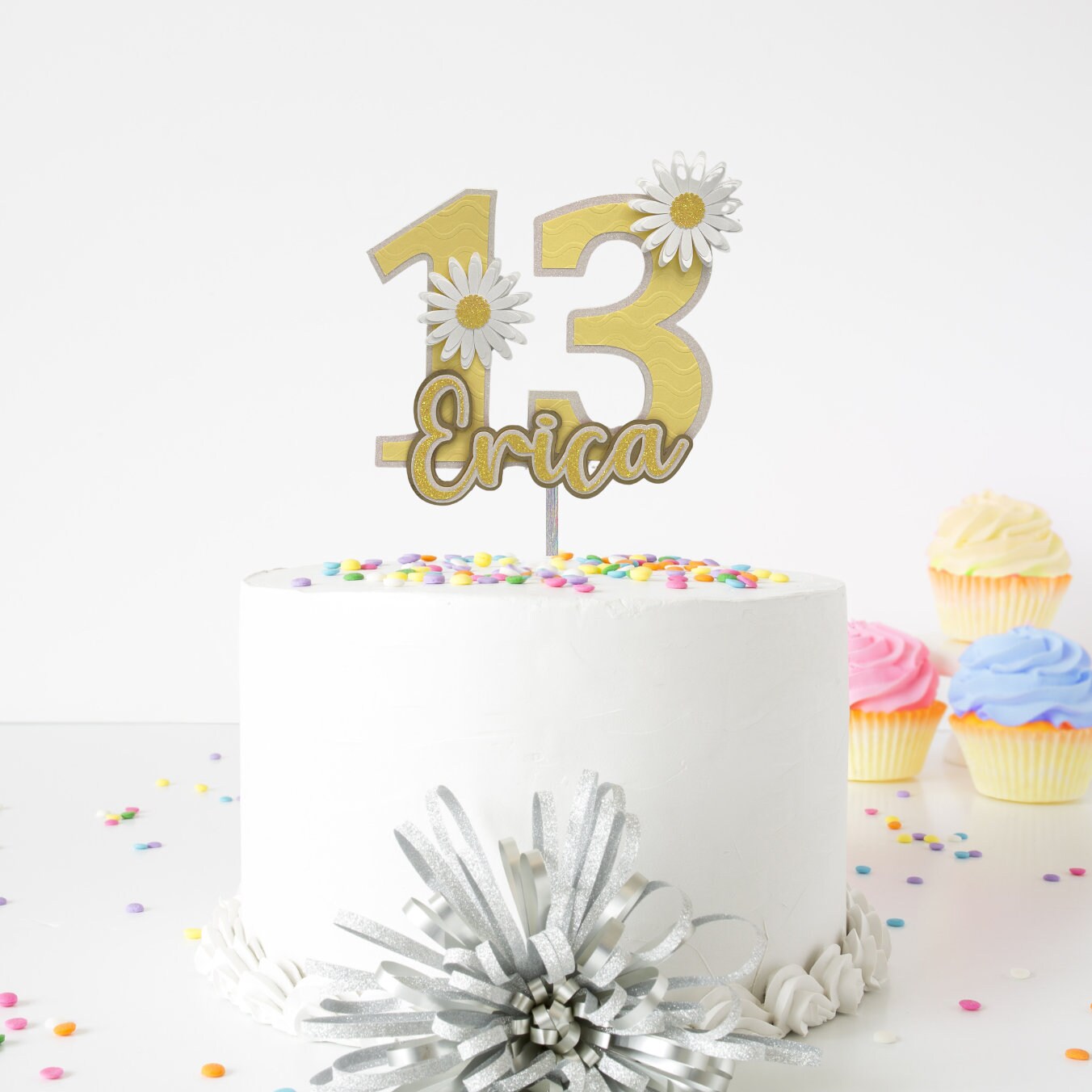 Any Name Age Custom 3D Daisy Cake Topper