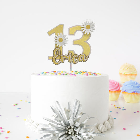 Any Name Age Custom 3D Daisy Cake Topper