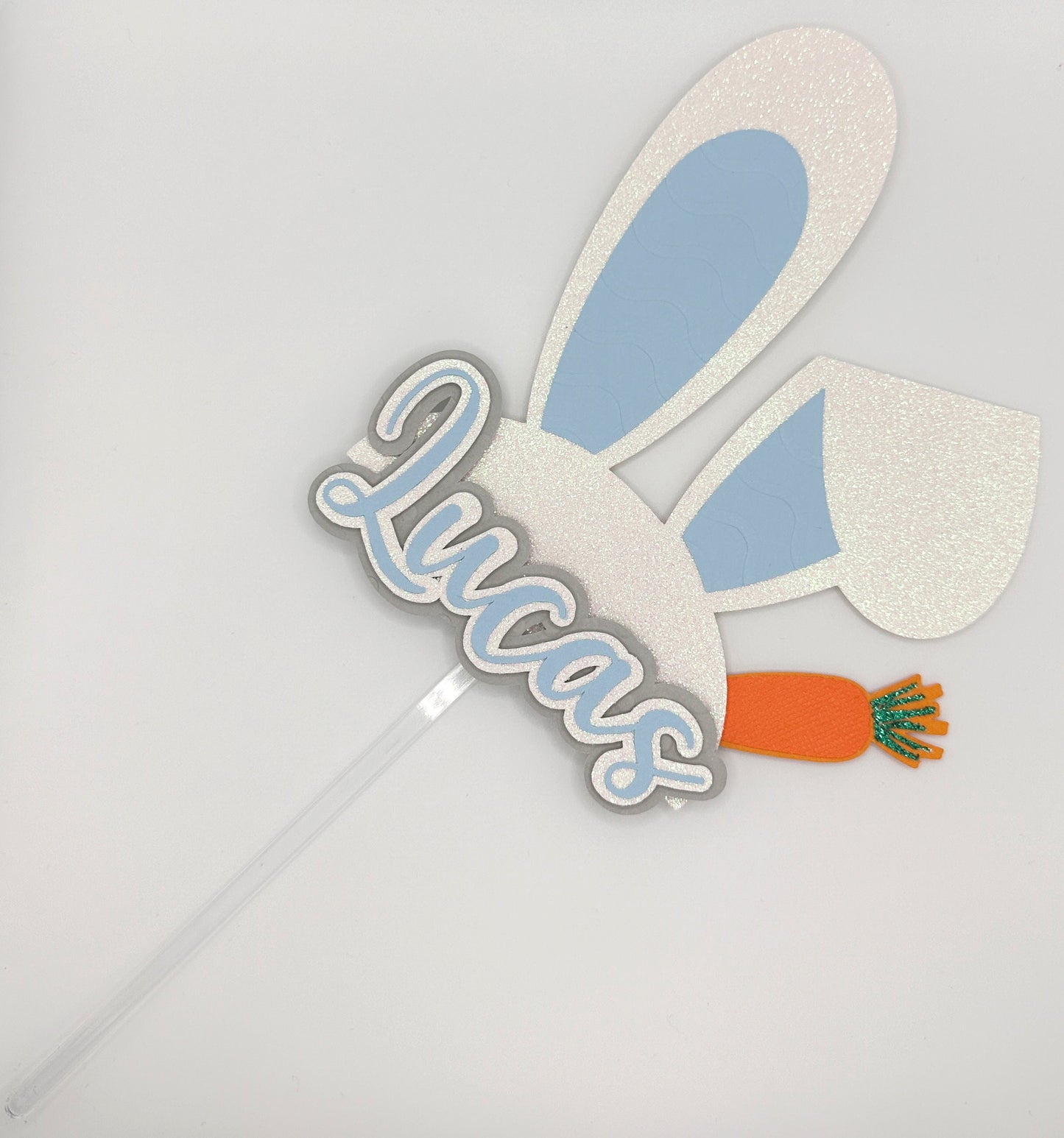 Any Name Easter Bunny Ears Custom 3D Cake Topper, Blue