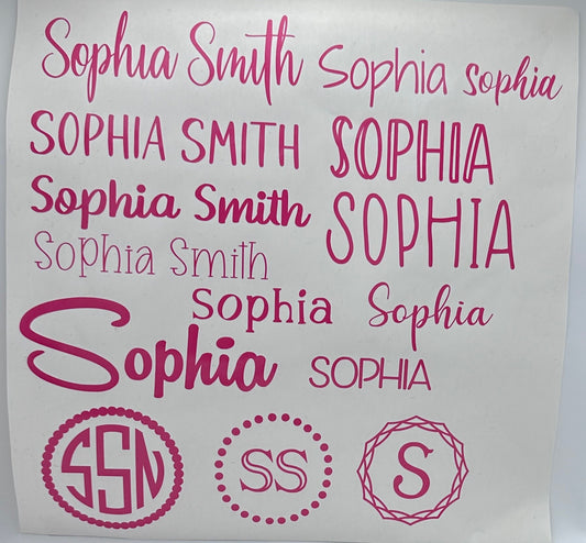 Back to School Name Decals