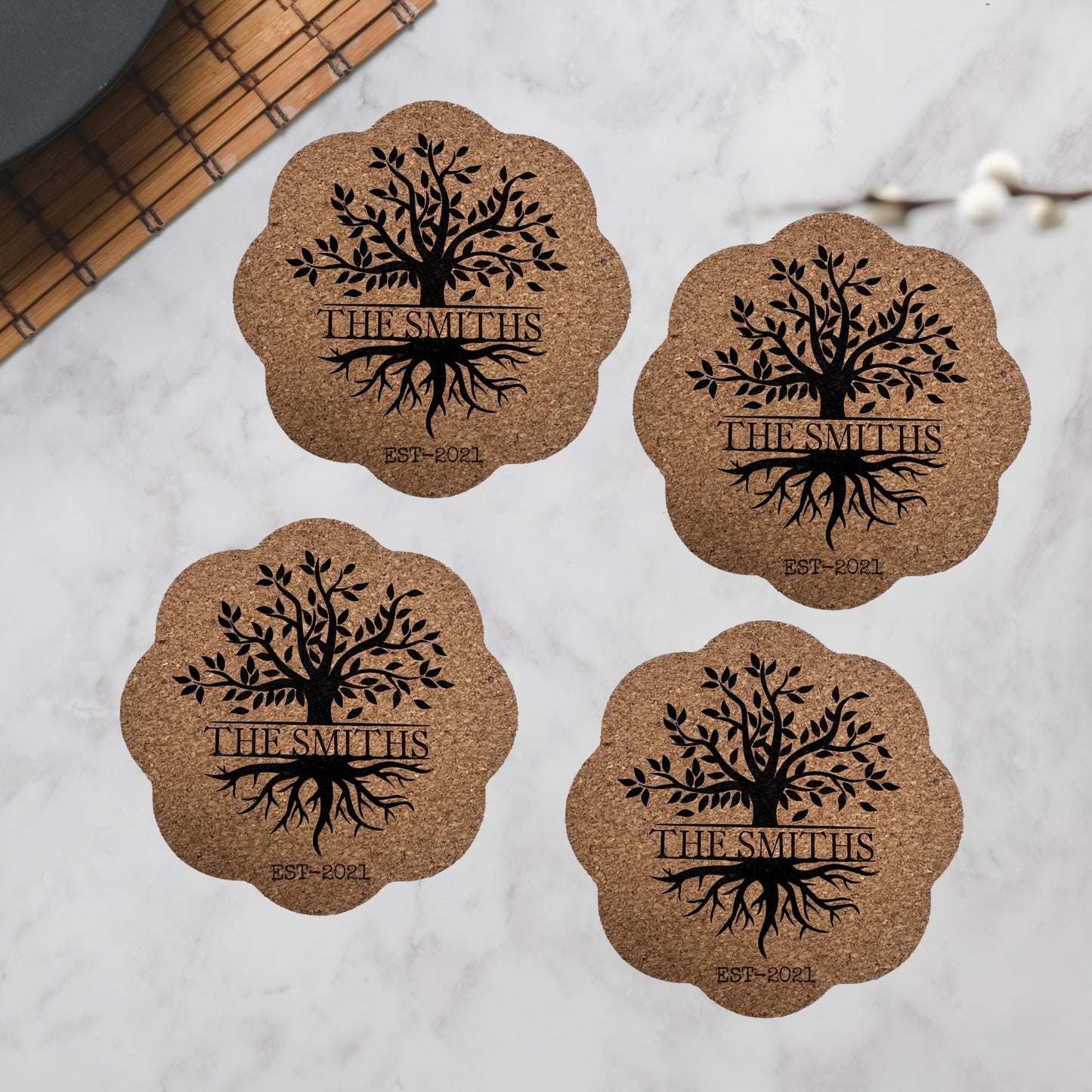 Personalized Cork Coasters, Custom Cork Coasters, Family Tree Coasters, Personalized your own design Coasters