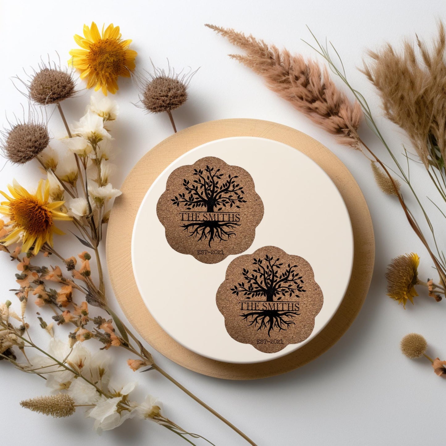 Personalized Cork Coasters, Custom Cork Coasters, Family Tree Coasters, Personalized your own design Coasters