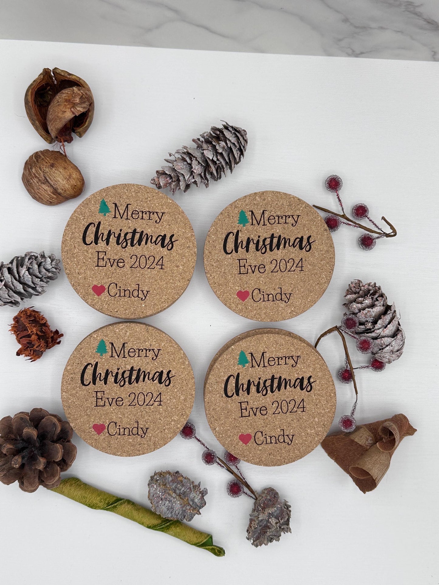 Personalized Pregnancy Announcement Cork Coasters