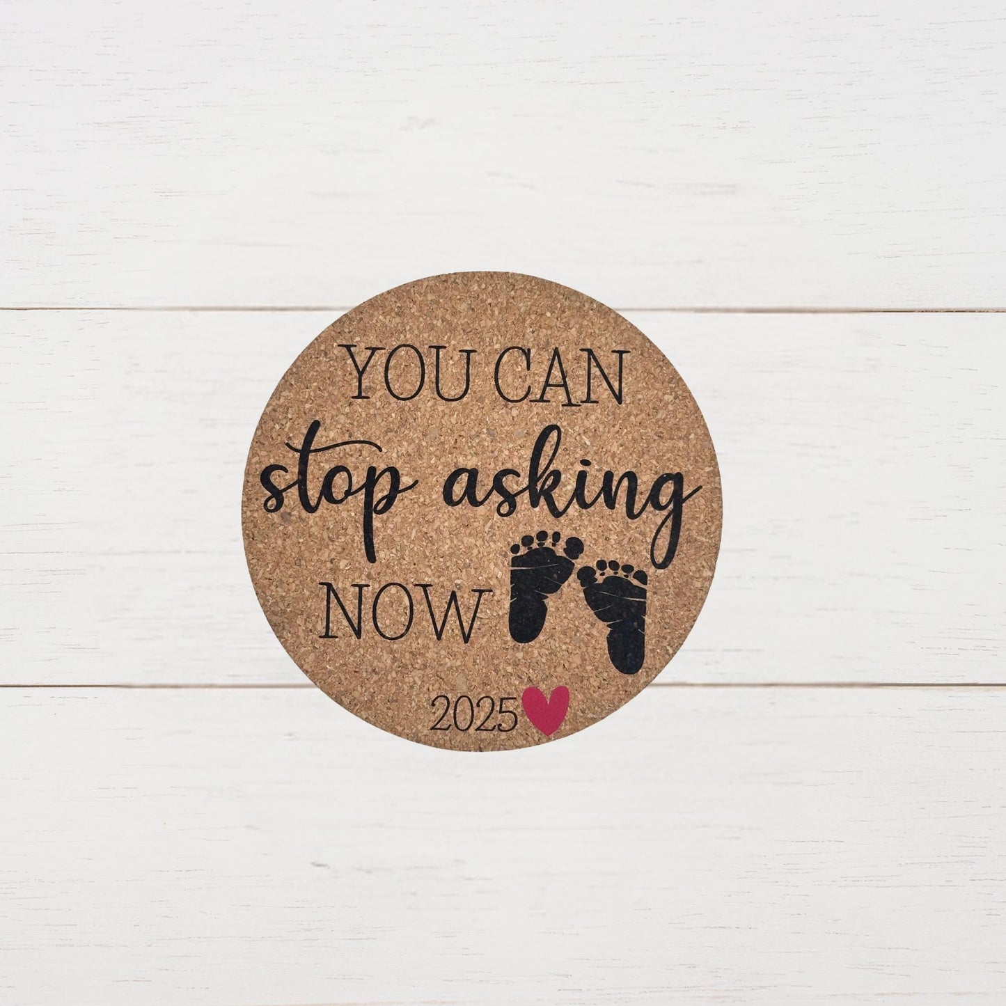 Personalized Pregnancy Announcement Cork Coasters
