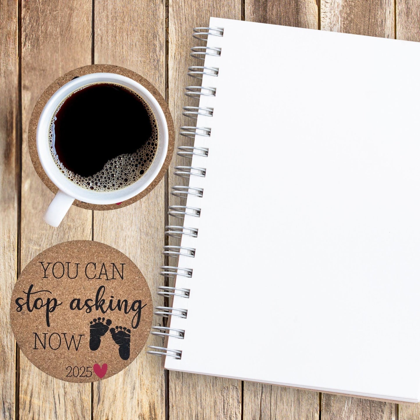 Personalized Pregnancy Announcement Cork Coasters