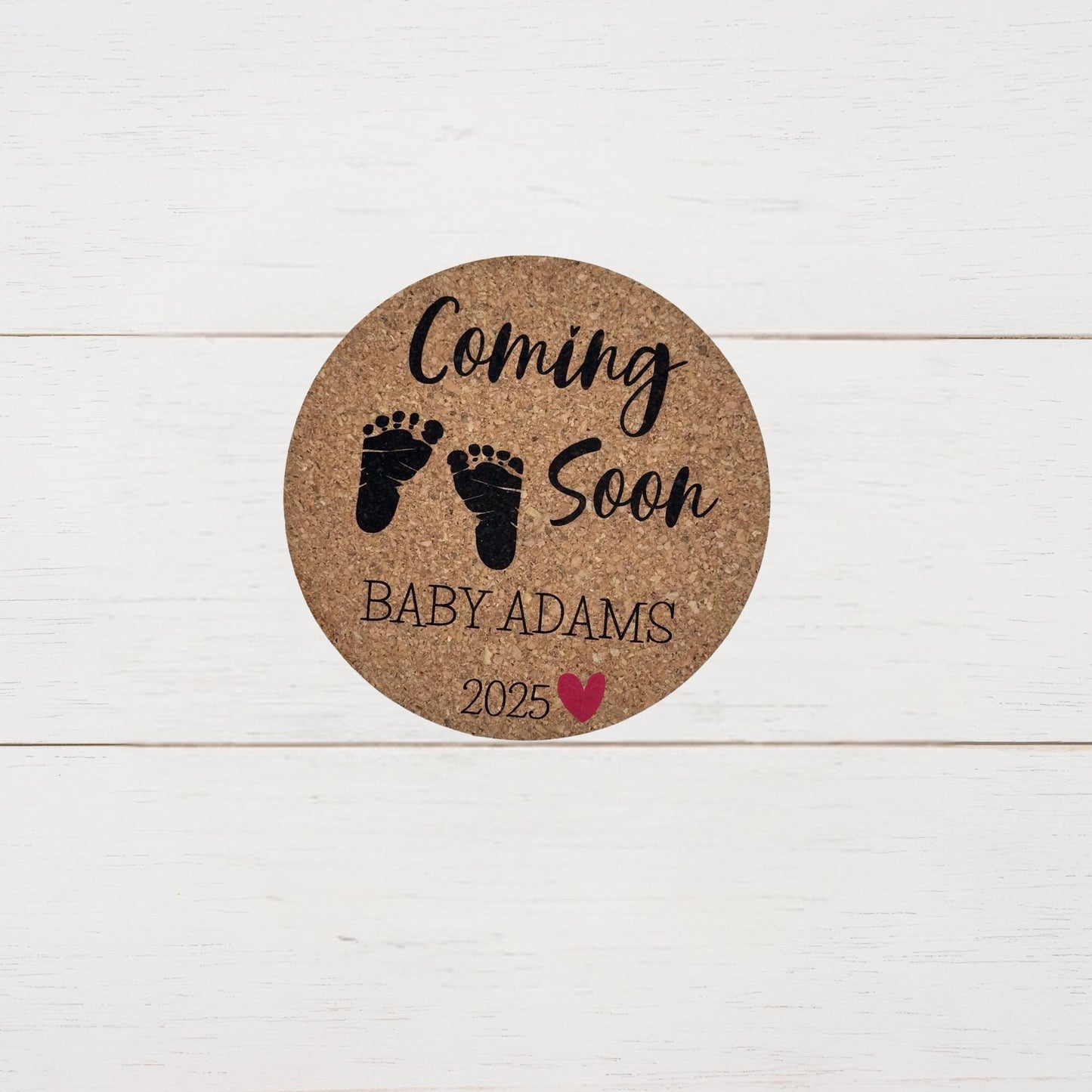 Personalized Pregnancy Announcement Cork Coasters