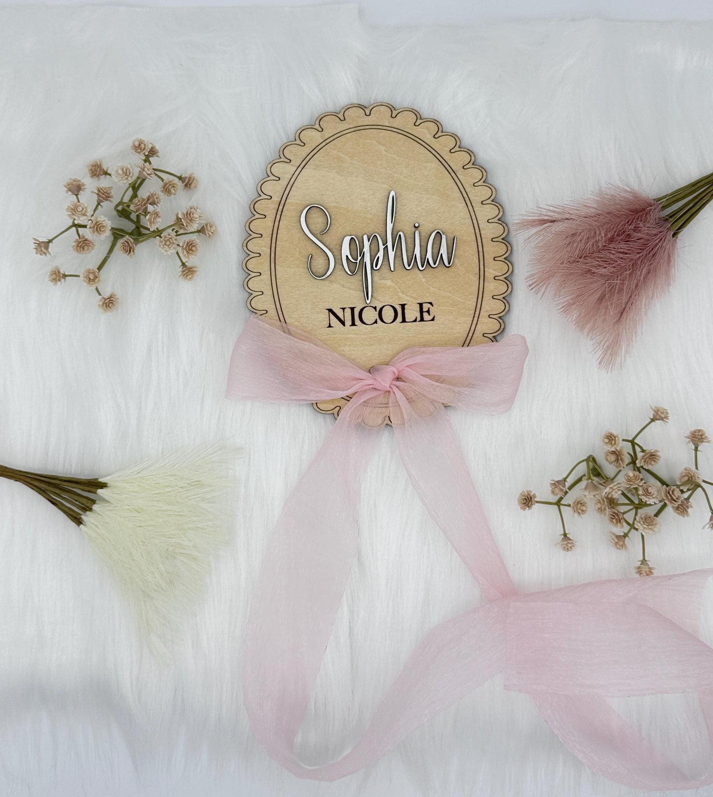 Wooden Lace Ribbon Bow Interchangeable Milestone Cards, Baby Monthly Milestone Marker, Personalize Custom Name, Nursery, Baby Shower Gift