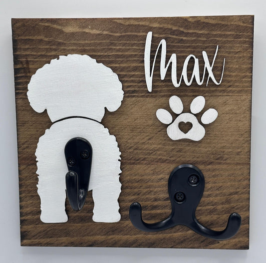 Personalized Dog Leash Holder, Custom Dog Butt Leash Holder, Dog Paw Print Leash Holder, Dog Lover Gift, Housewarming Pet Gift, Dog Gift