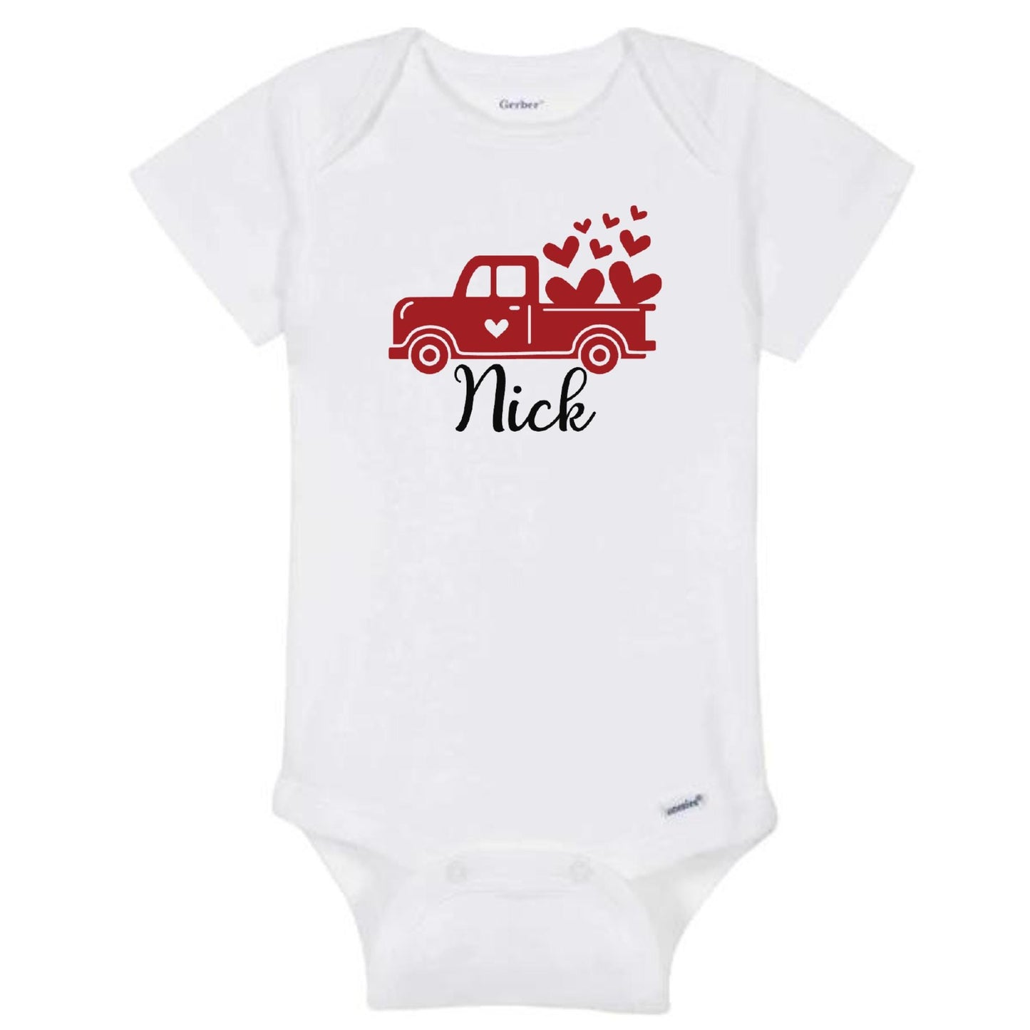 Personalized Valentine's Day Hearts Truck T-shirt Outfit  Toddler, Youth