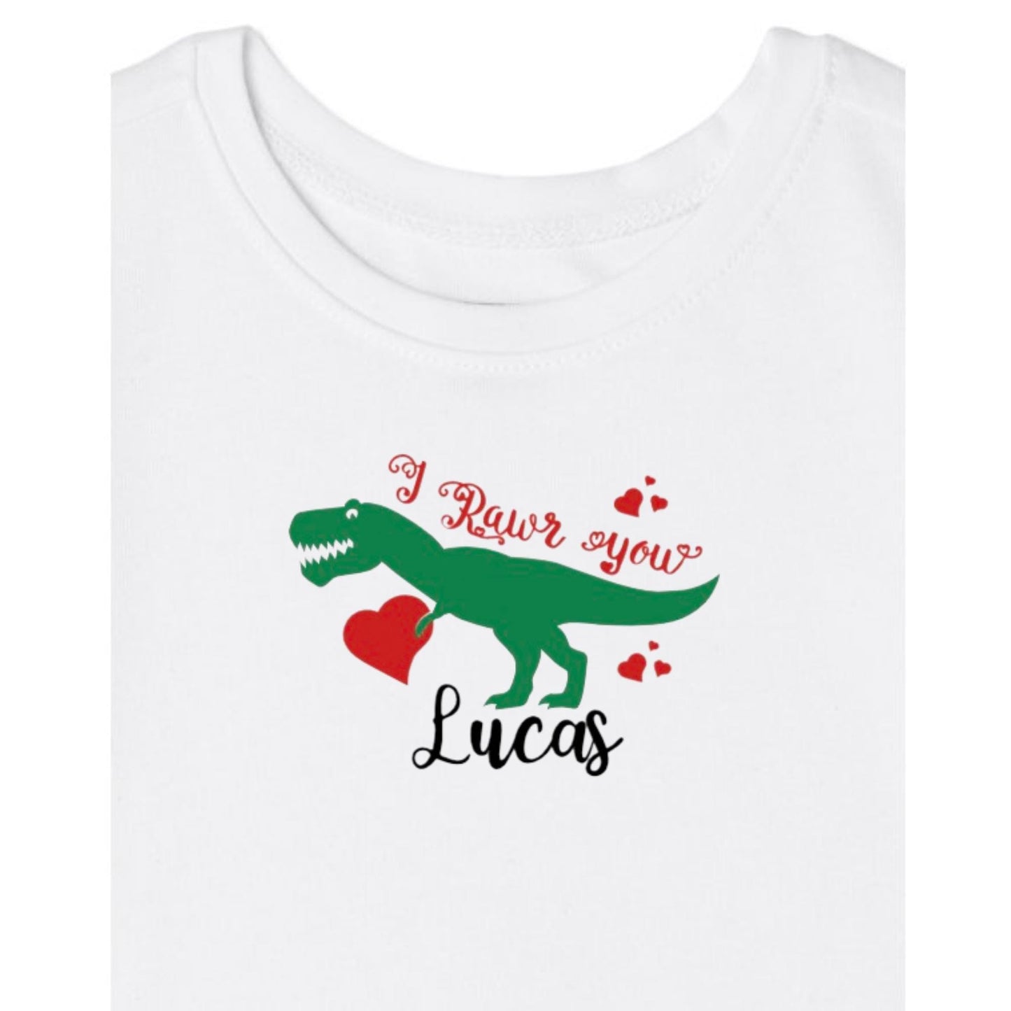 Personalized Valentine's Day Dinosaur T-shirt Outfit  Toddler, Youth