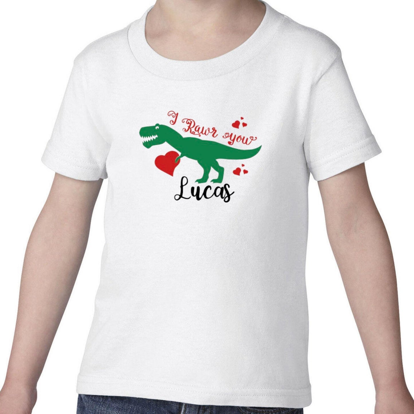 Personalized Valentine's Day Dinosaur T-shirt Outfit  Toddler, Youth