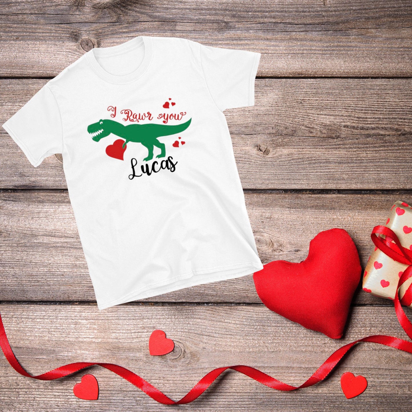 Personalized Valentine's Day Dinosaur T-shirt Outfit  Toddler, Youth