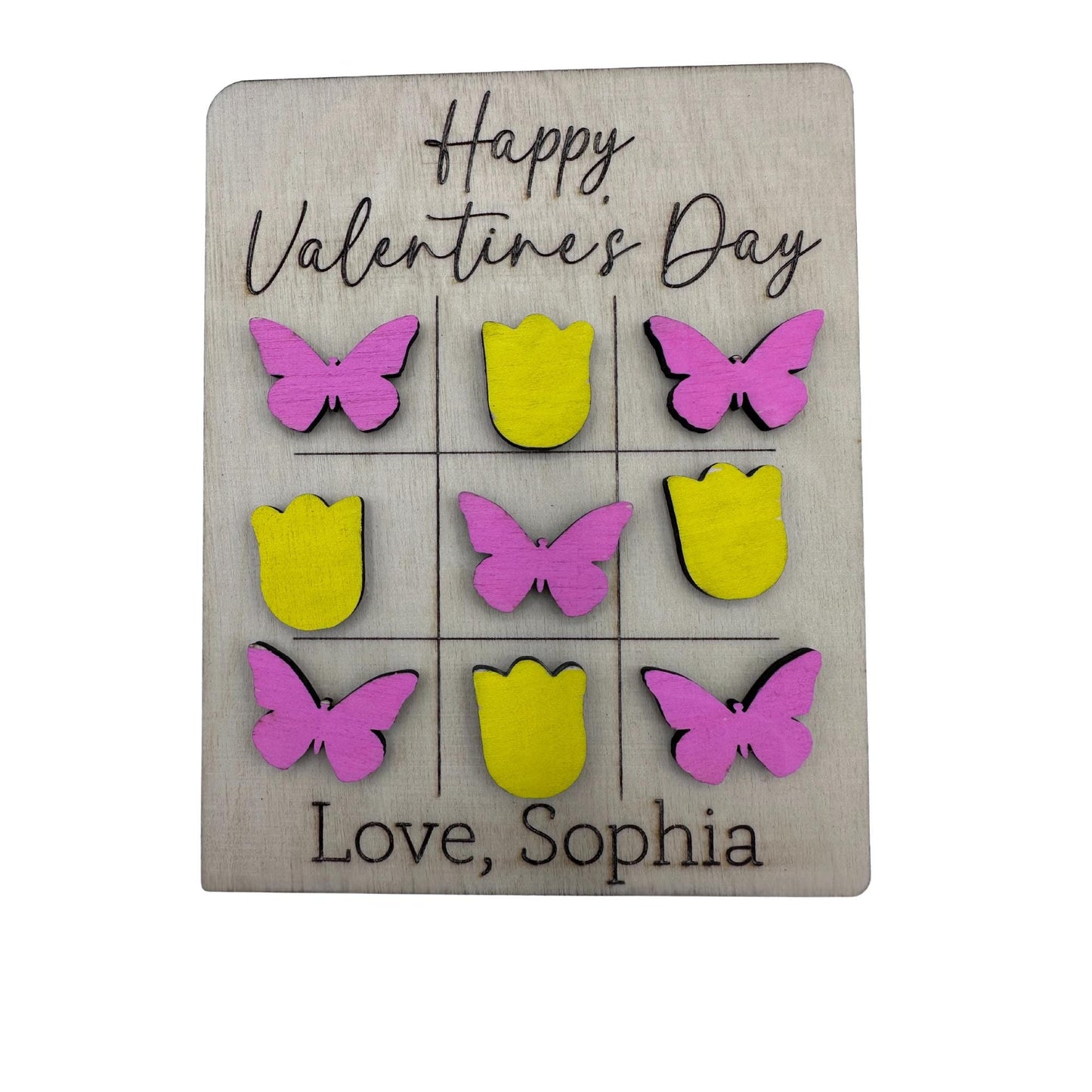 Tic Tac Toe Valentine's Day Cards, Personalized Valentine's Day Gifts, School Valentines, Gifts for Kids (Set of 6)