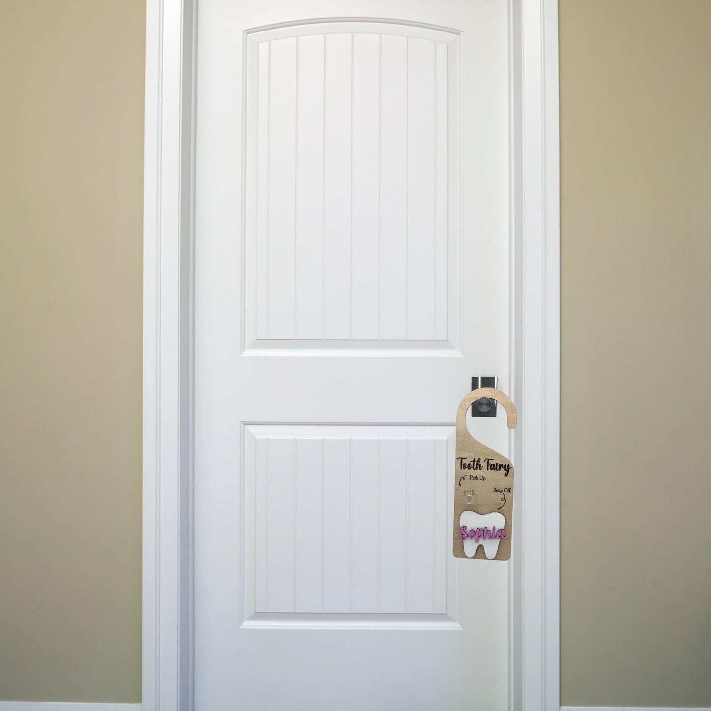 Personalized Tooth Fairy Pickup Dropoff Door Hanger, Gift for Kid