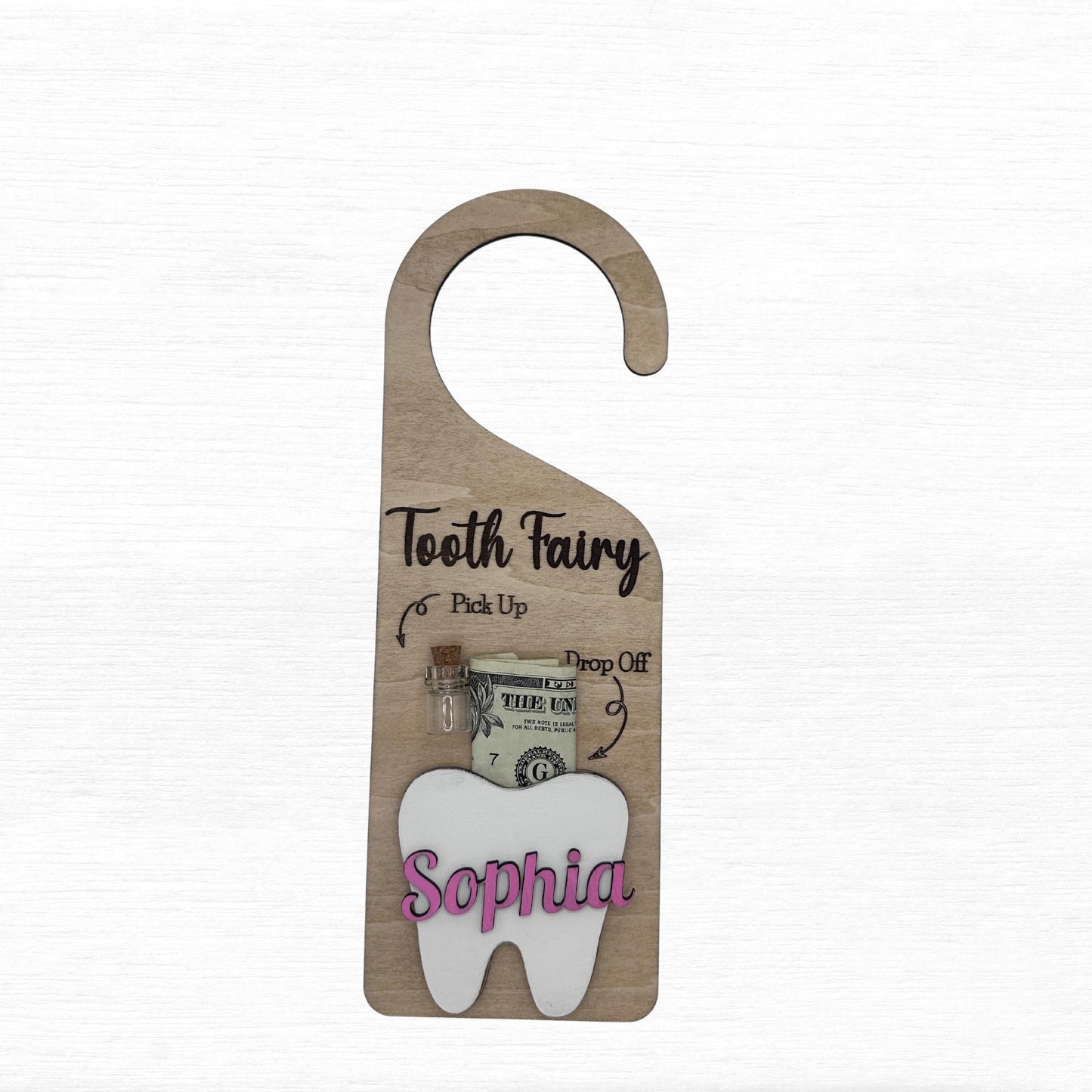 Personalized Tooth Fairy Pickup Dropoff Door Hanger, Gift for Kid