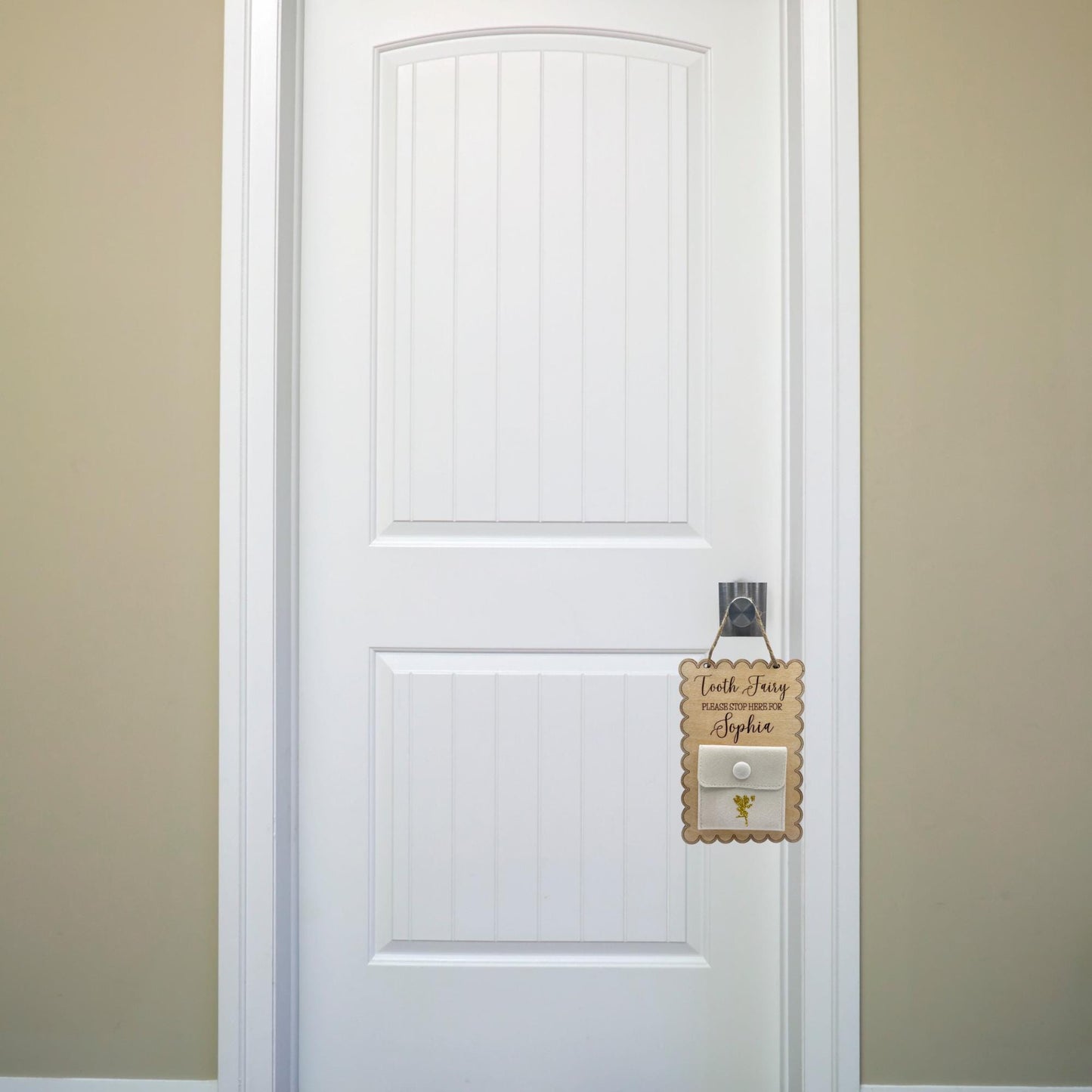 Custom Tooth Fairy Door Hanger, Pillow Pouch for Kids, Personalized My First Tooth Gift