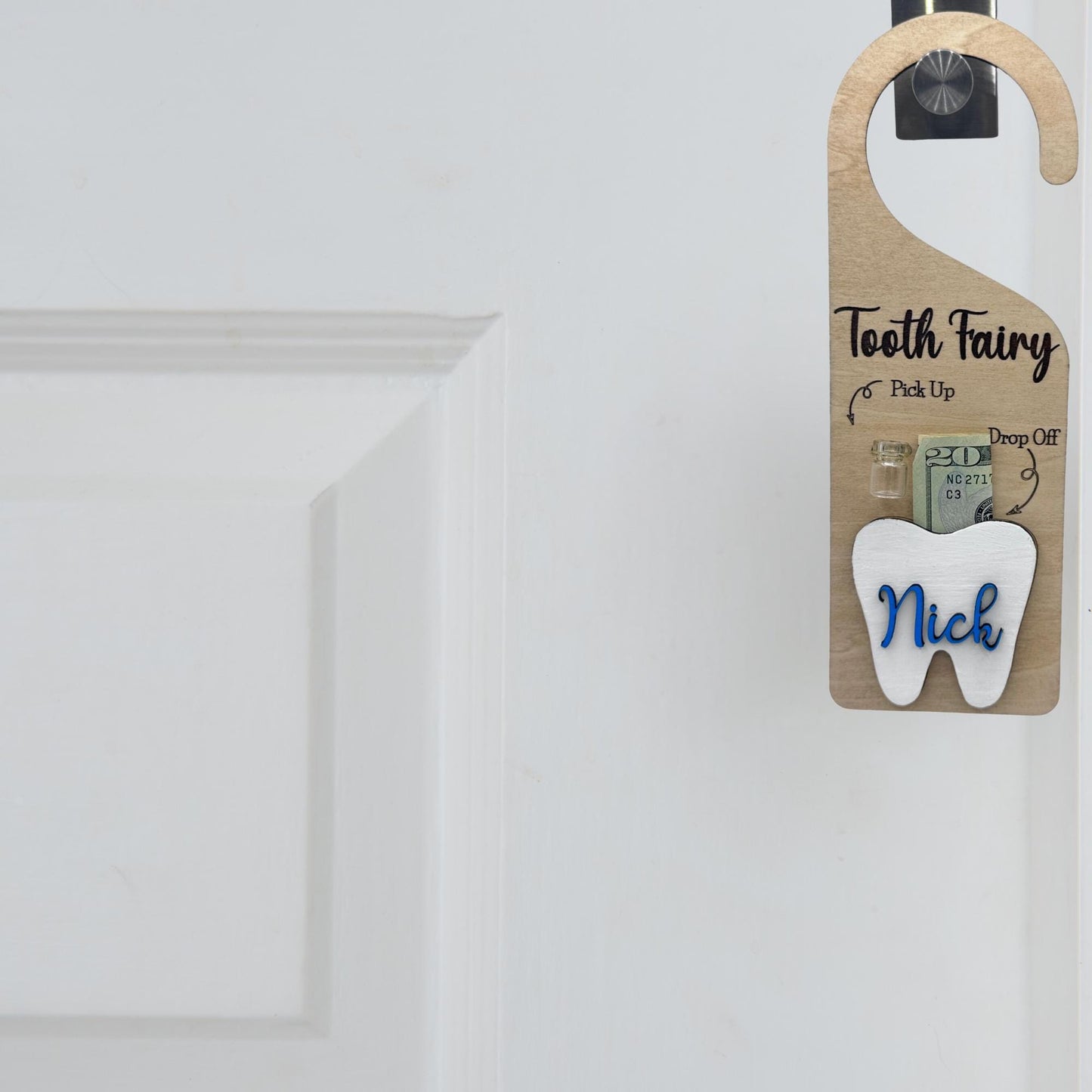 Personalized Tooth Fairy Pickup Dropoff Door Hanger, Gift for Kid