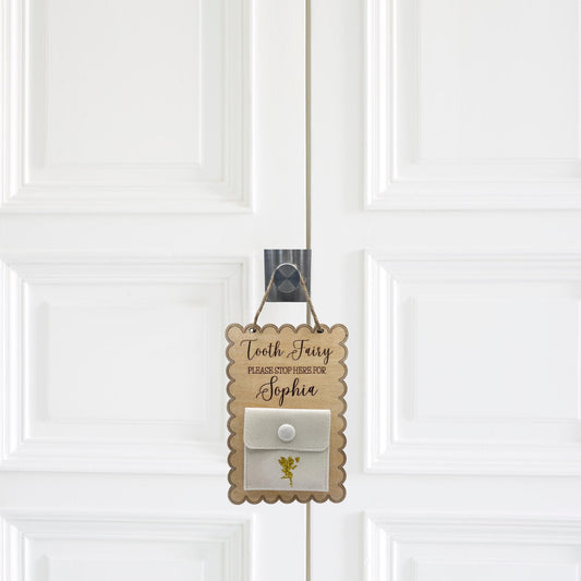 Custom Tooth Fairy Door Hanger, Pillow Pouch for Kids, Personalized My First Tooth Gift