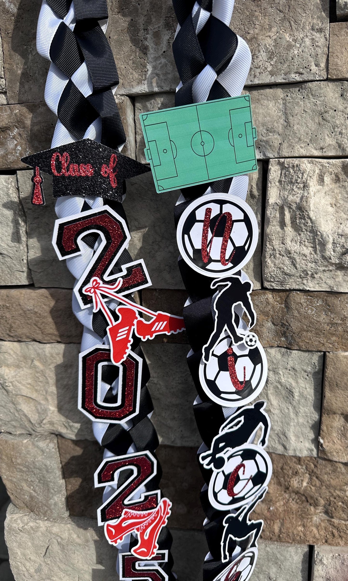 Graduation Lei Soccer, Lei Sports Promotion Graduation Ribbon, Lei 2025 Senior graduation, Gift Lei Senior Night, Gift Lei Braided Ribbon