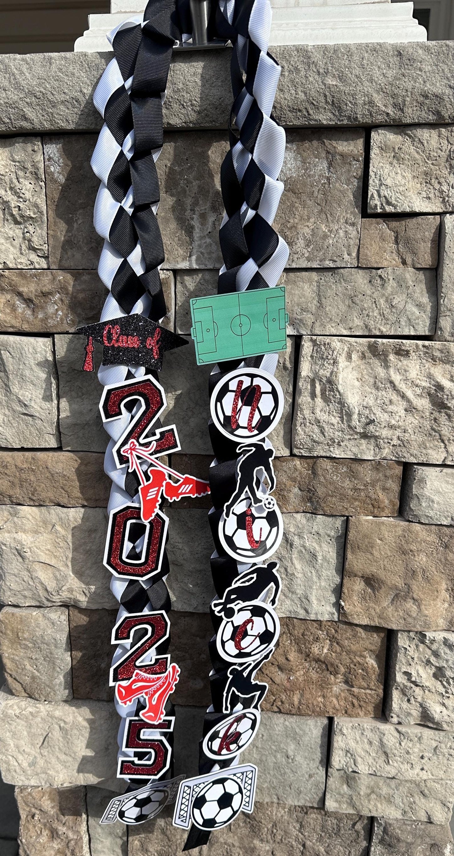 Graduation Lei Soccer, Lei Sports Promotion Graduation Ribbon, Lei 2025 Senior graduation, Gift Lei Senior Night, Gift Lei Braided Ribbon
