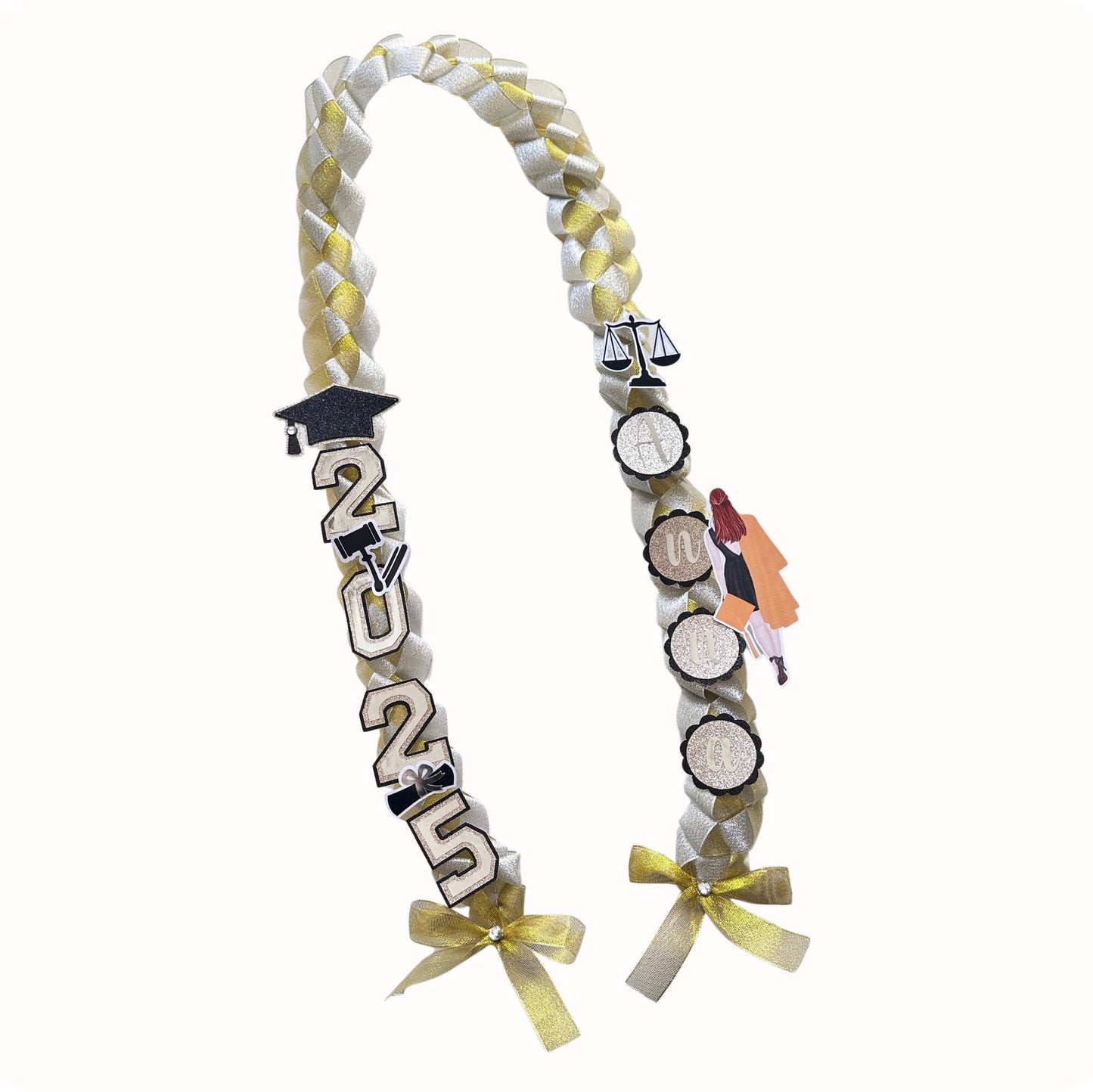 Custom Graduation Lei Law, Nurse, Lei Promotion Graduation Ribbon, Lei 2025 Senior graduation, Lei Senior Night, Gift Lei Braided Ribbon