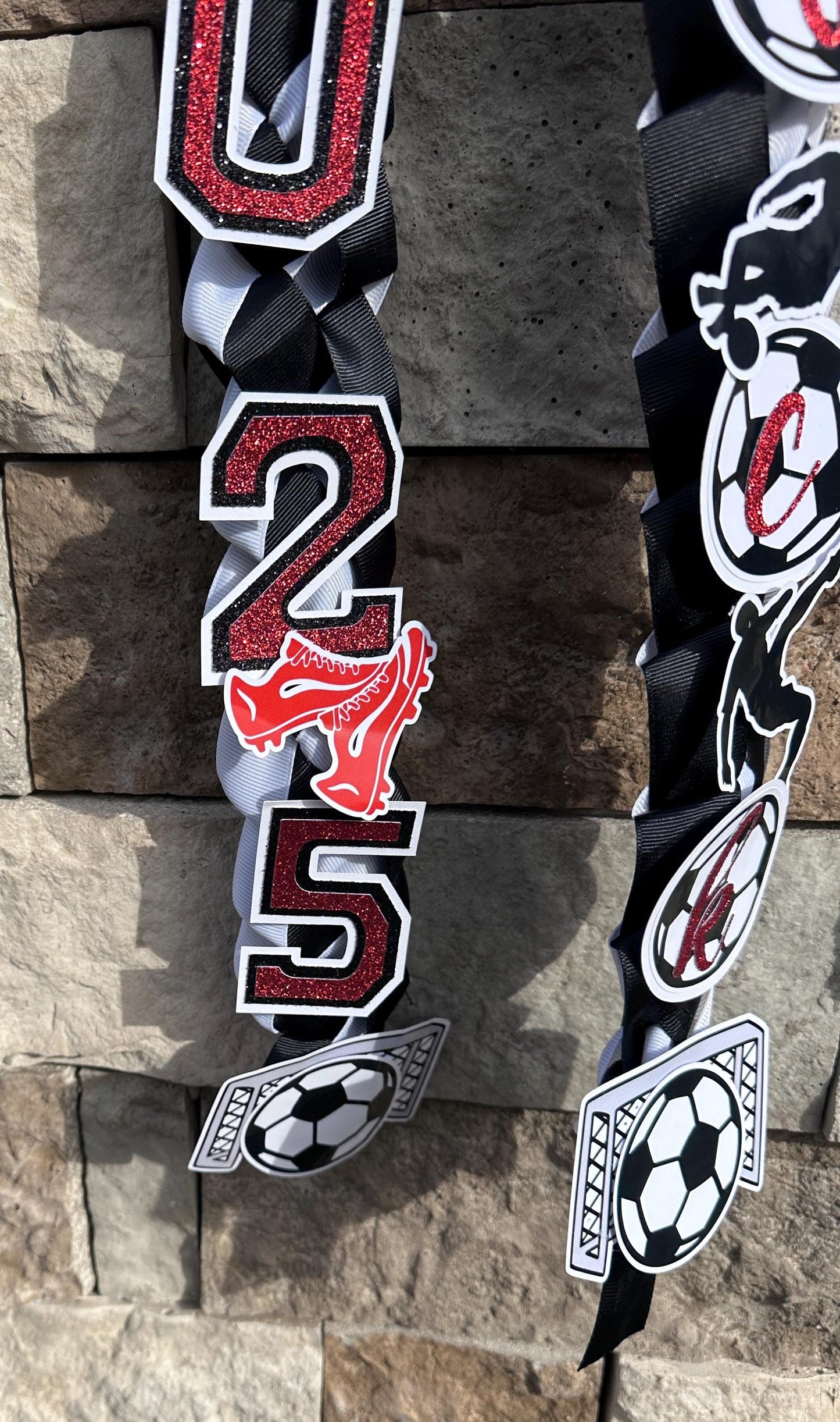 Graduation Lei Soccer, Lei Sports Promotion Graduation Ribbon, Lei 2025 Senior graduation, Gift Lei Senior Night, Gift Lei Braided Ribbon