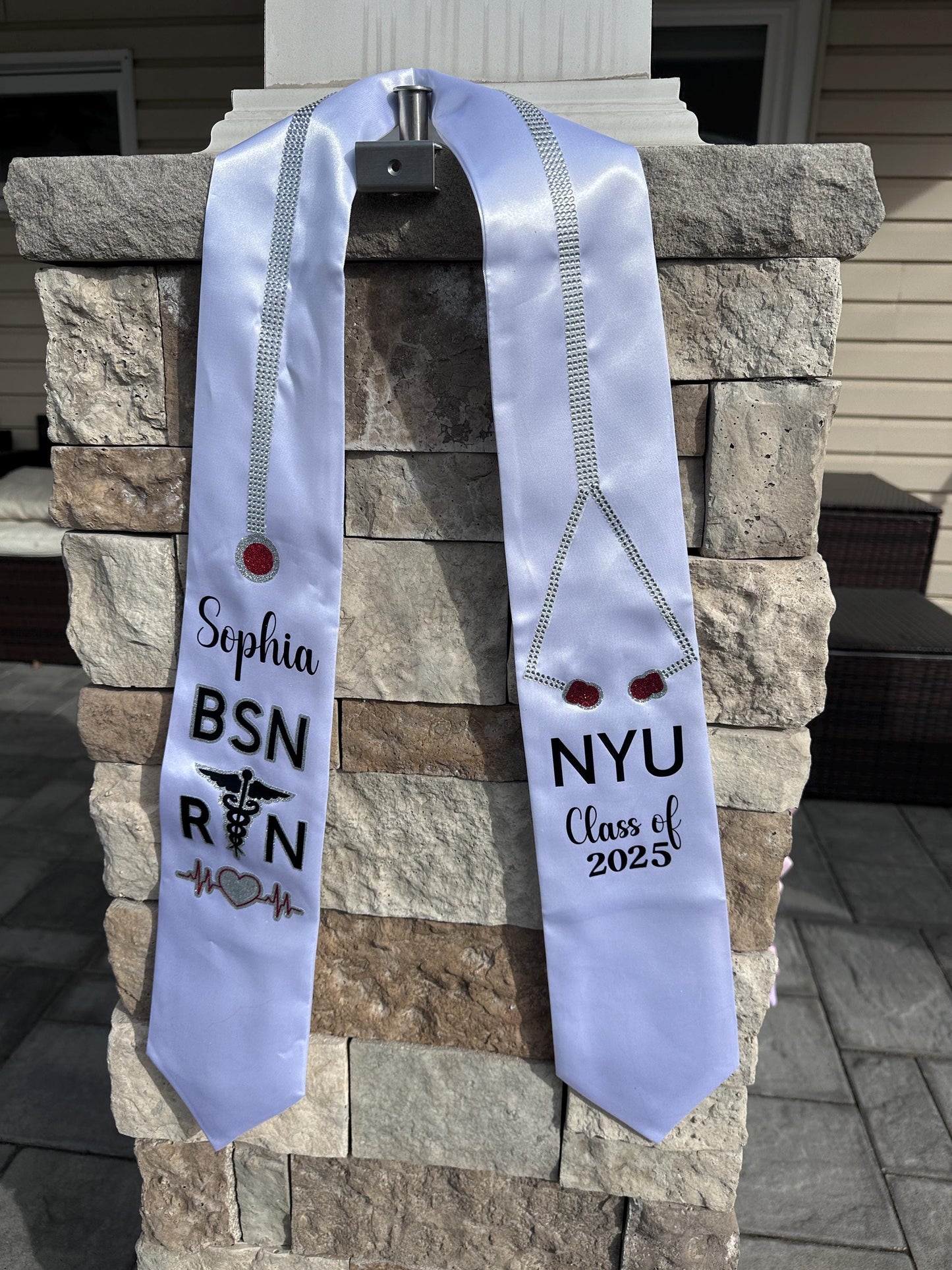 Custom Graduation Stoles for Nursing, RN, Vet, Doctor, Nurse, Stethoscope
