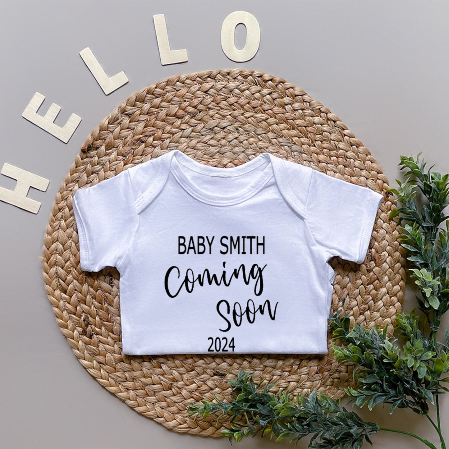 Personalized Coming Soon 2025 Pregnancy Announcement Bodysuit
