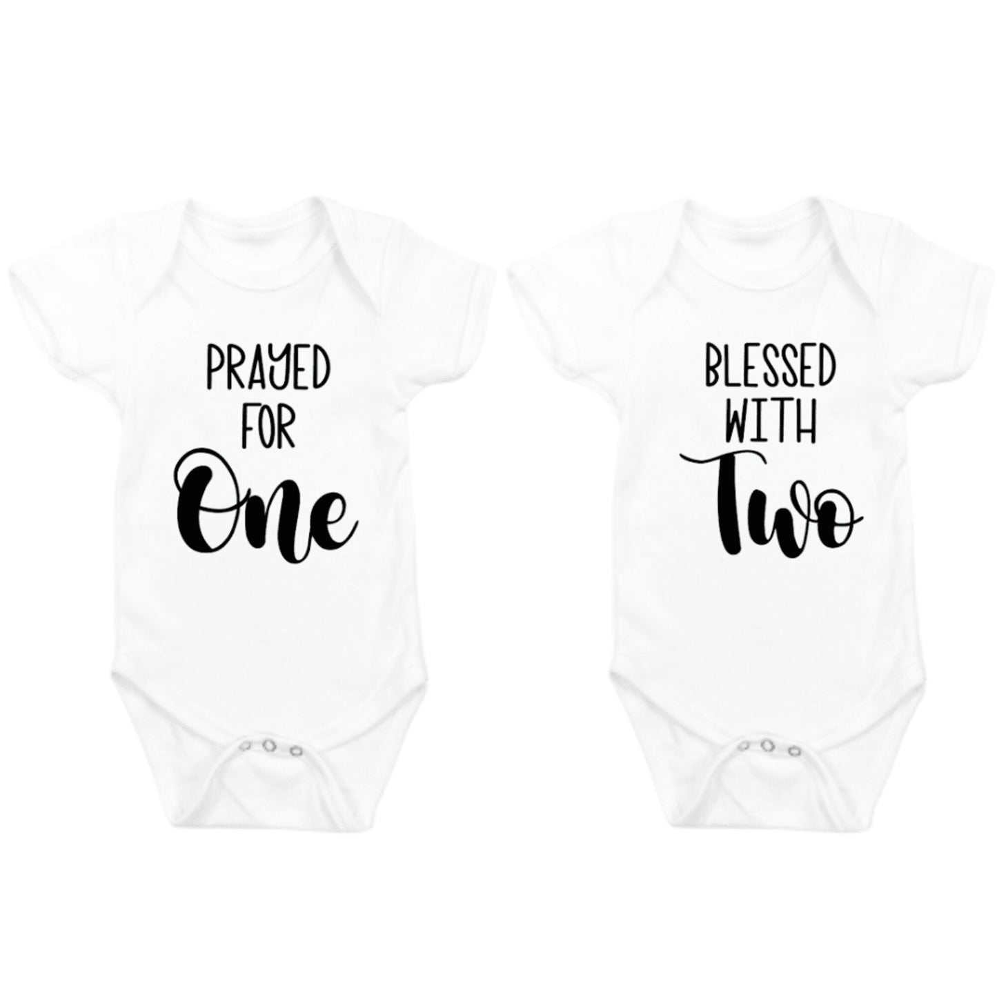 Twins Baby Pregnancy announcement Bodysuit, Prayed for One, Blessed with Two, Baby reveal Bodysuit, Gift