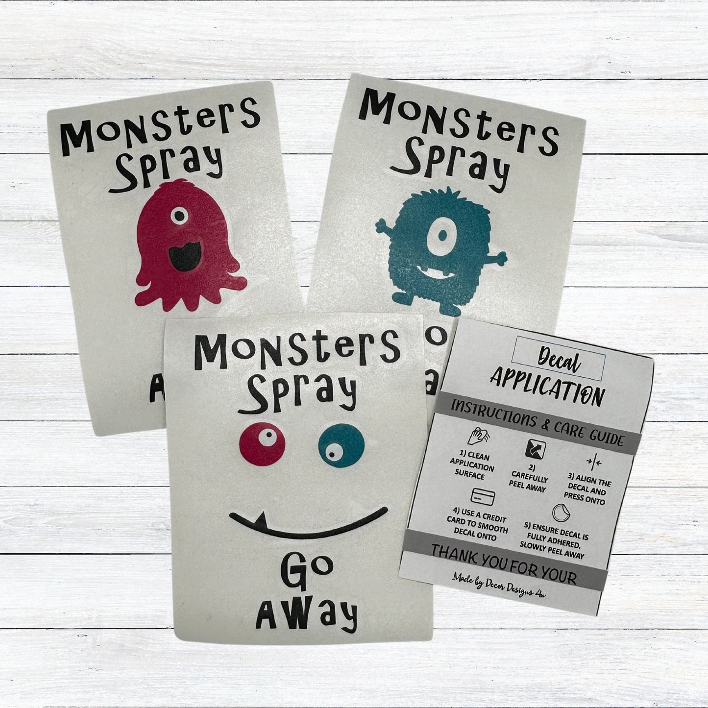 Monster Spray Go Away Decal, Monster Spray Stay Away Label, Set of (3)