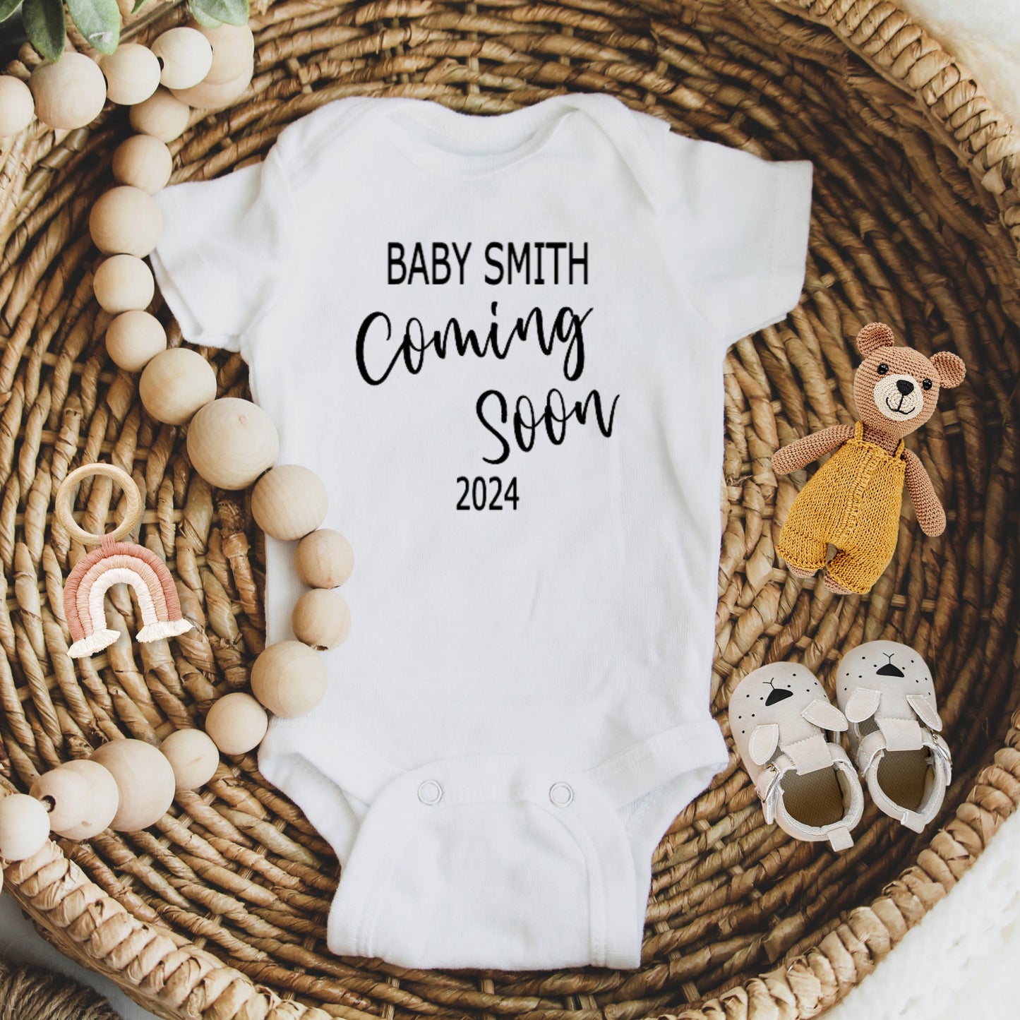 Personalized Coming Soon 2025 Pregnancy Announcement Bodysuit