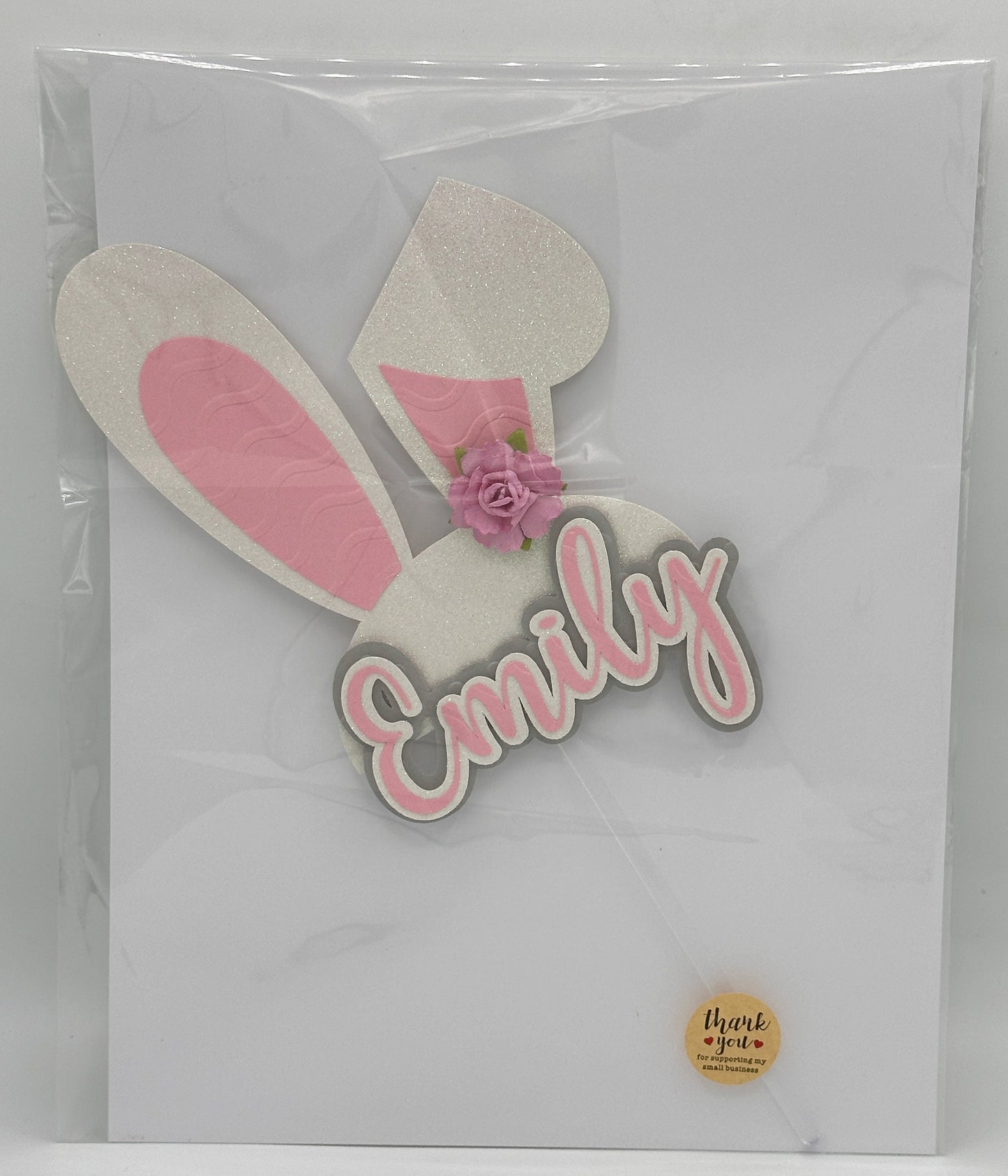 Any Name Easter Bunny Ears Custom 3D Cake Topper, Pink