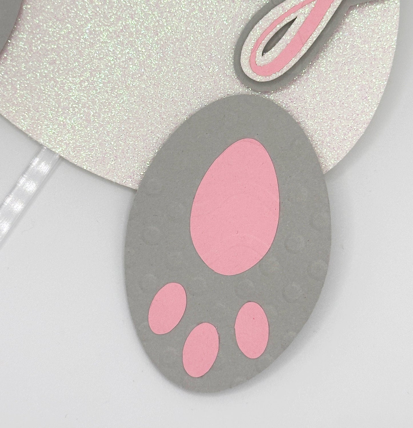 Any Name Easter Bunny Tail Custom 3D Cake Topper, Pink